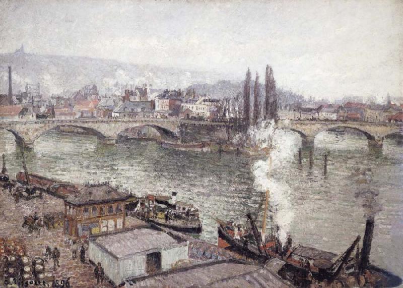 Camille Pissarro The Stone Bridge in Rouen,dull weather